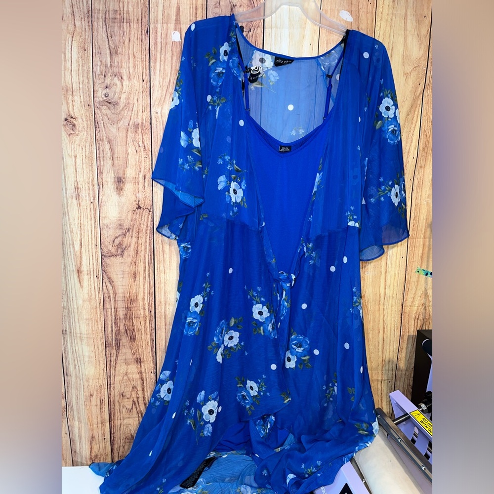 Plus Size 2XL Dress With Floral Kimono NWT
